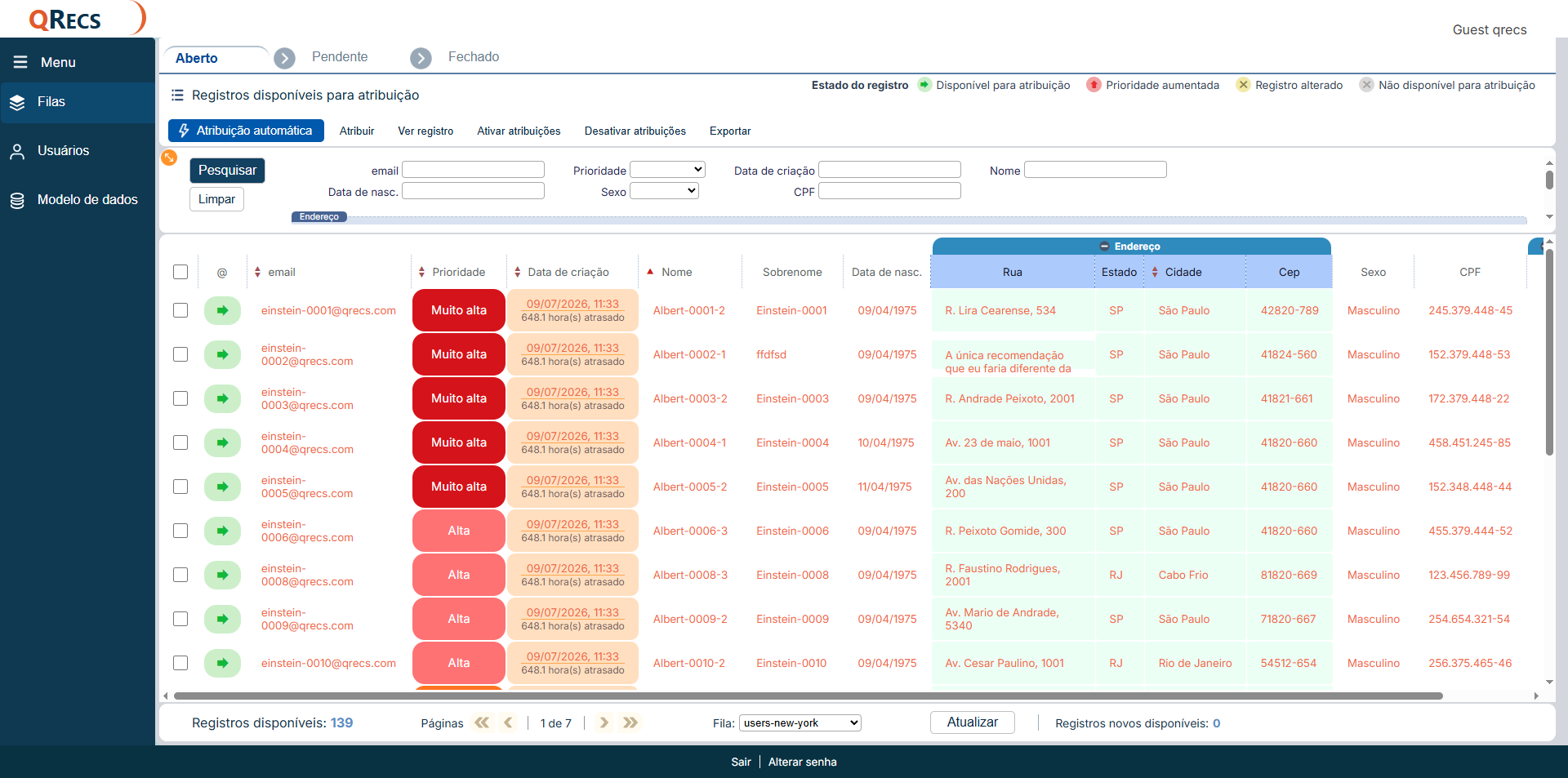 Dashboard do Nexus.Core mostrando visualizações de dados e gráficos em tempo real